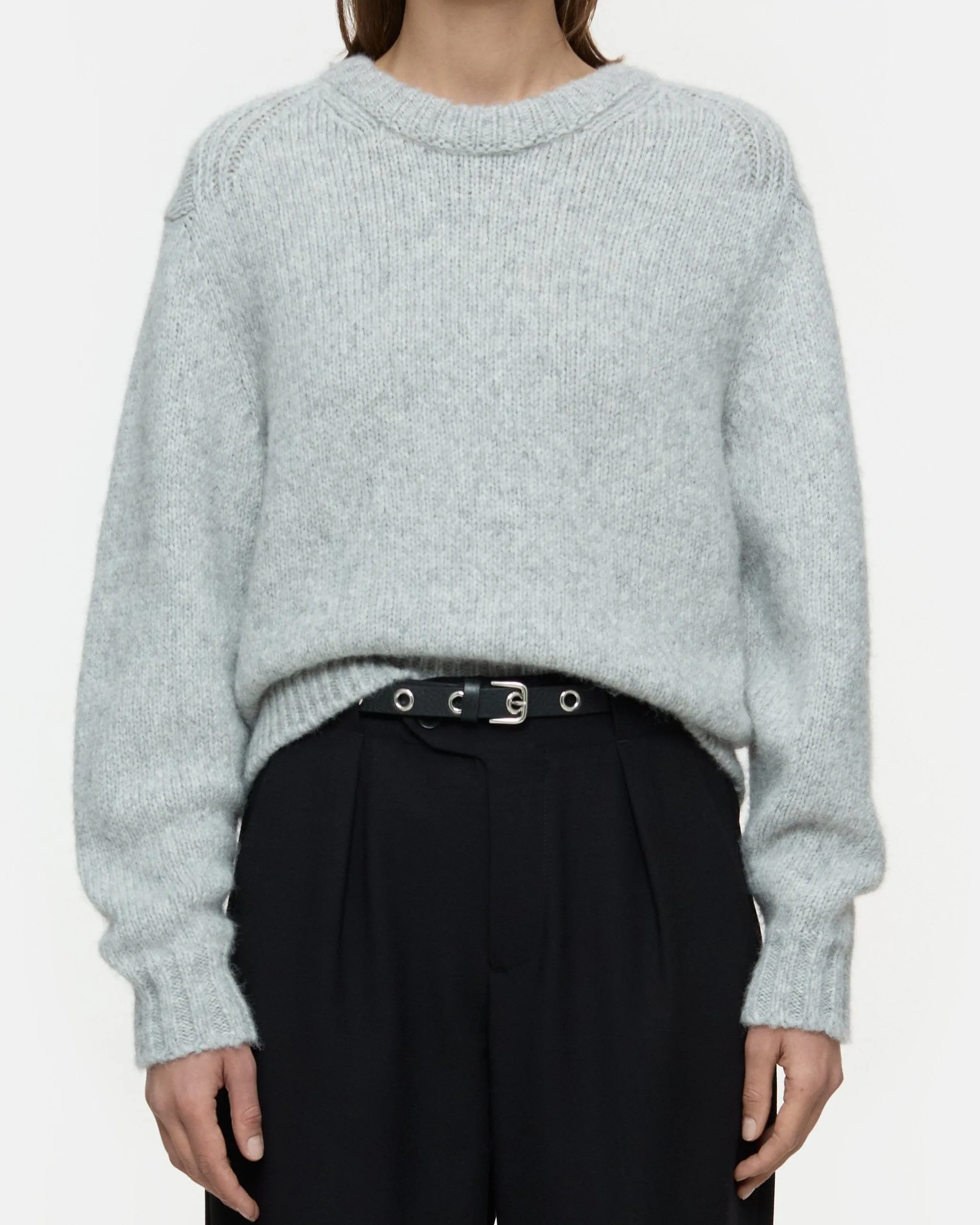 CROPPED CREW NECK | LIGHT GREY MELANGE
