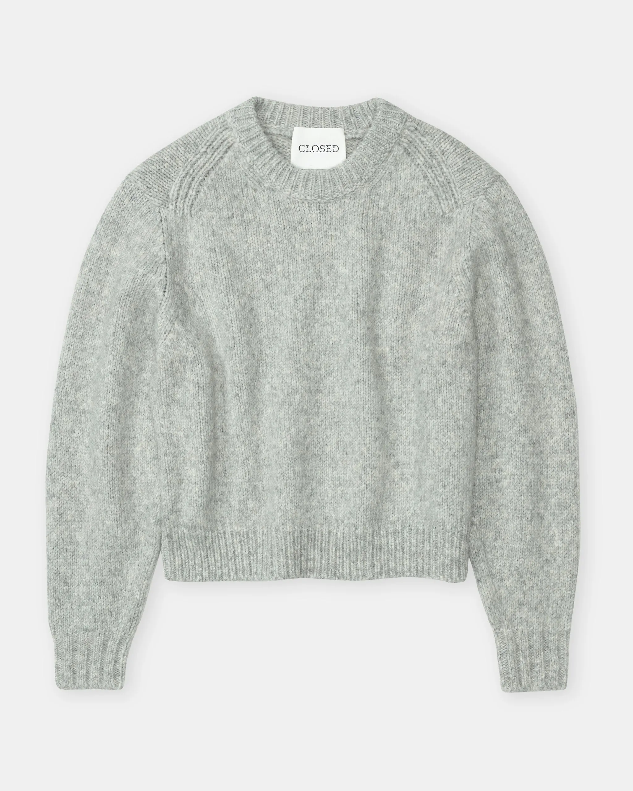 CROPPED CREW NECK | LIGHT GREY MELANGE