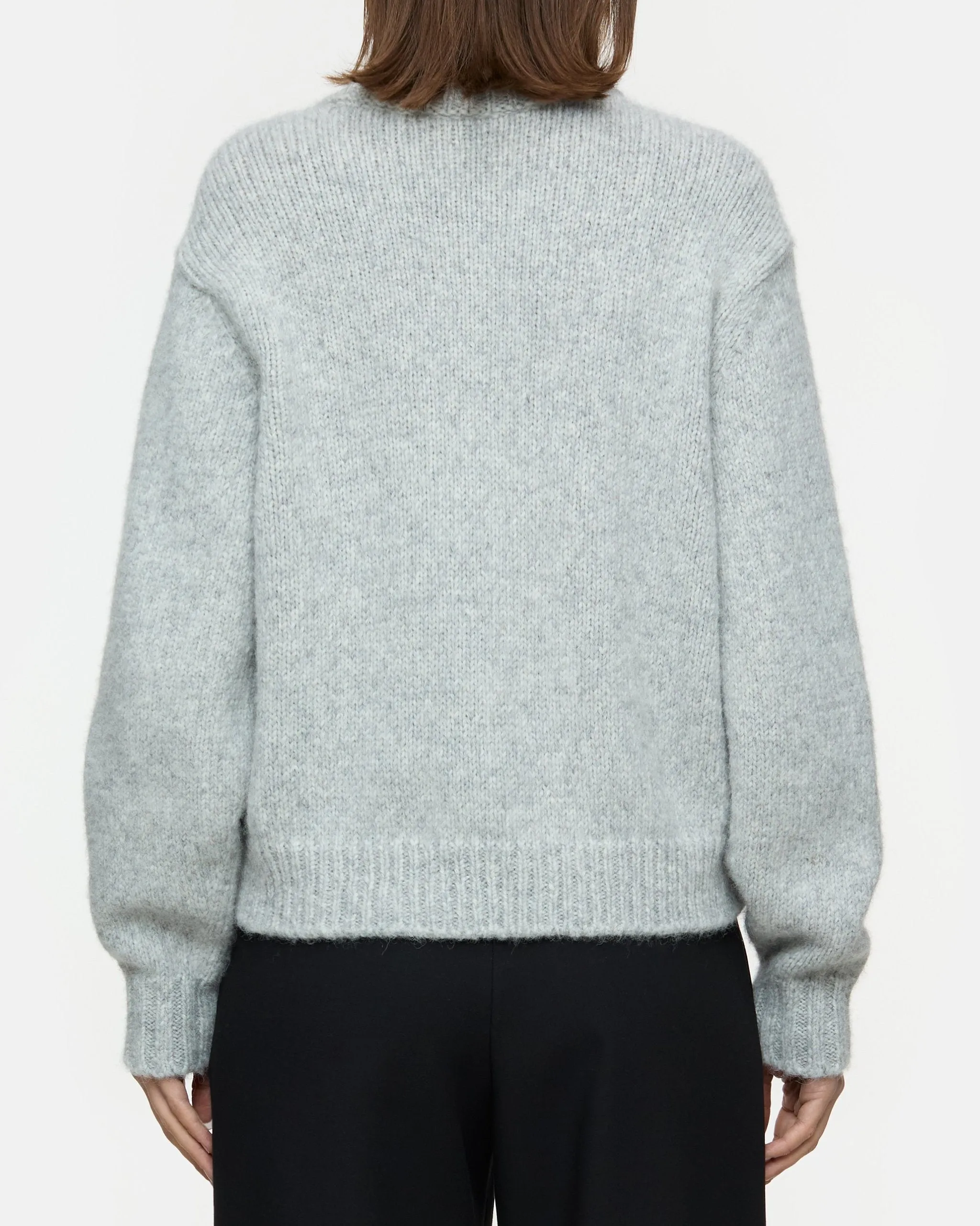 CROPPED CREW NECK | LIGHT GREY MELANGE