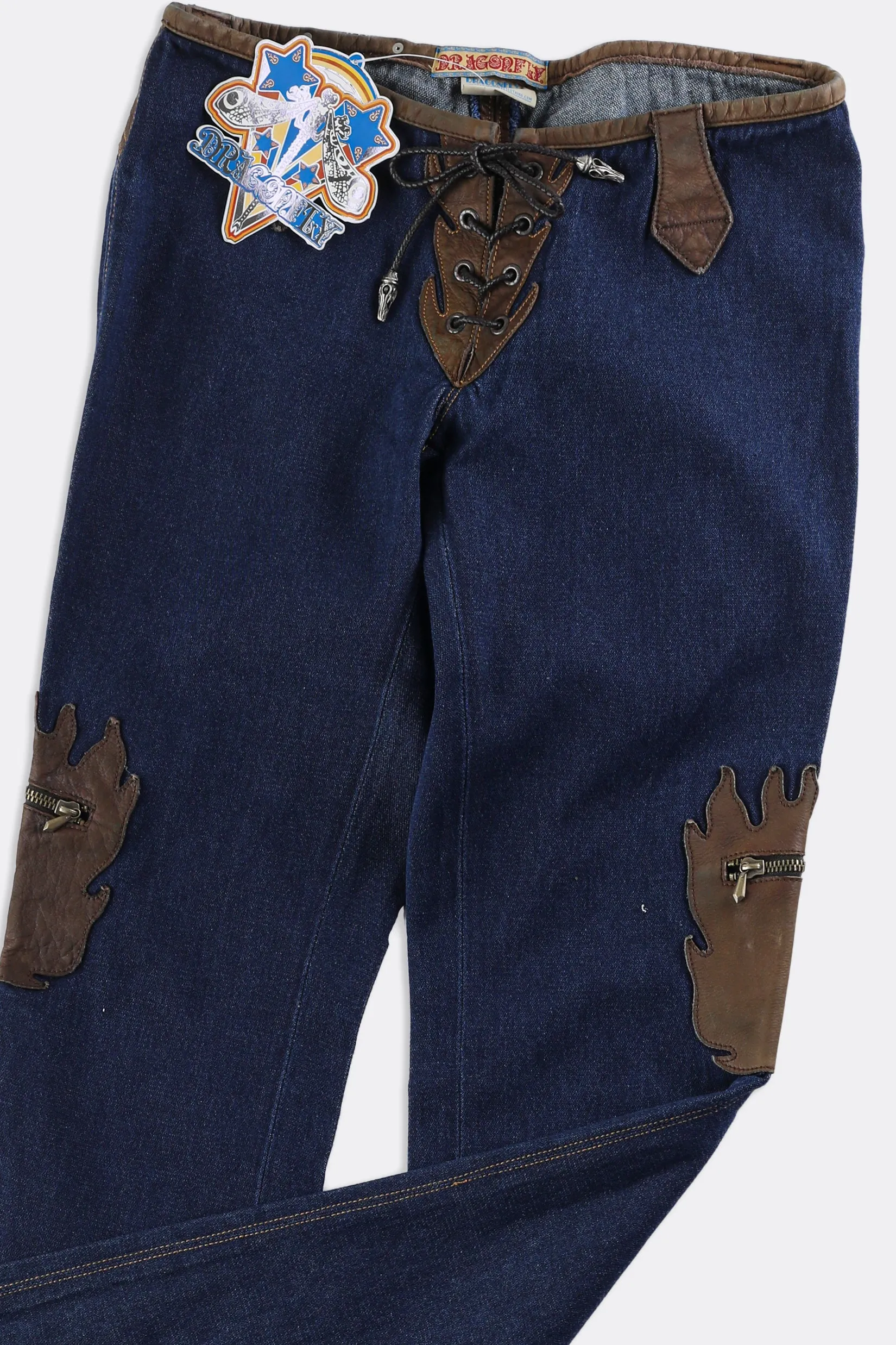 Deadstock Leather Patch Low Rise Jeans