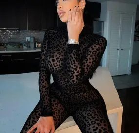 deanwangkt Chicology Leopard Mesh Winter Fall Long Jumpsuit Sexy Y2K Club Outfits Women Fashion Clothes Bodycon One Piece Streetwear