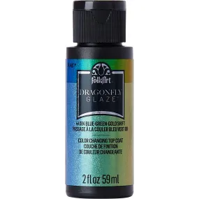 Folk Art Dragonfly Glaze Multisurface Paint - Blue-Green-Gold - 2Oz