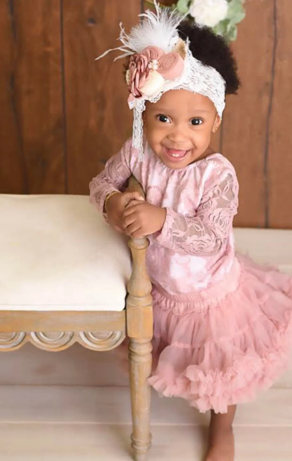 Kryssi Kouture First Birthday Dusty Lace Leo Sets with Rose Gold One