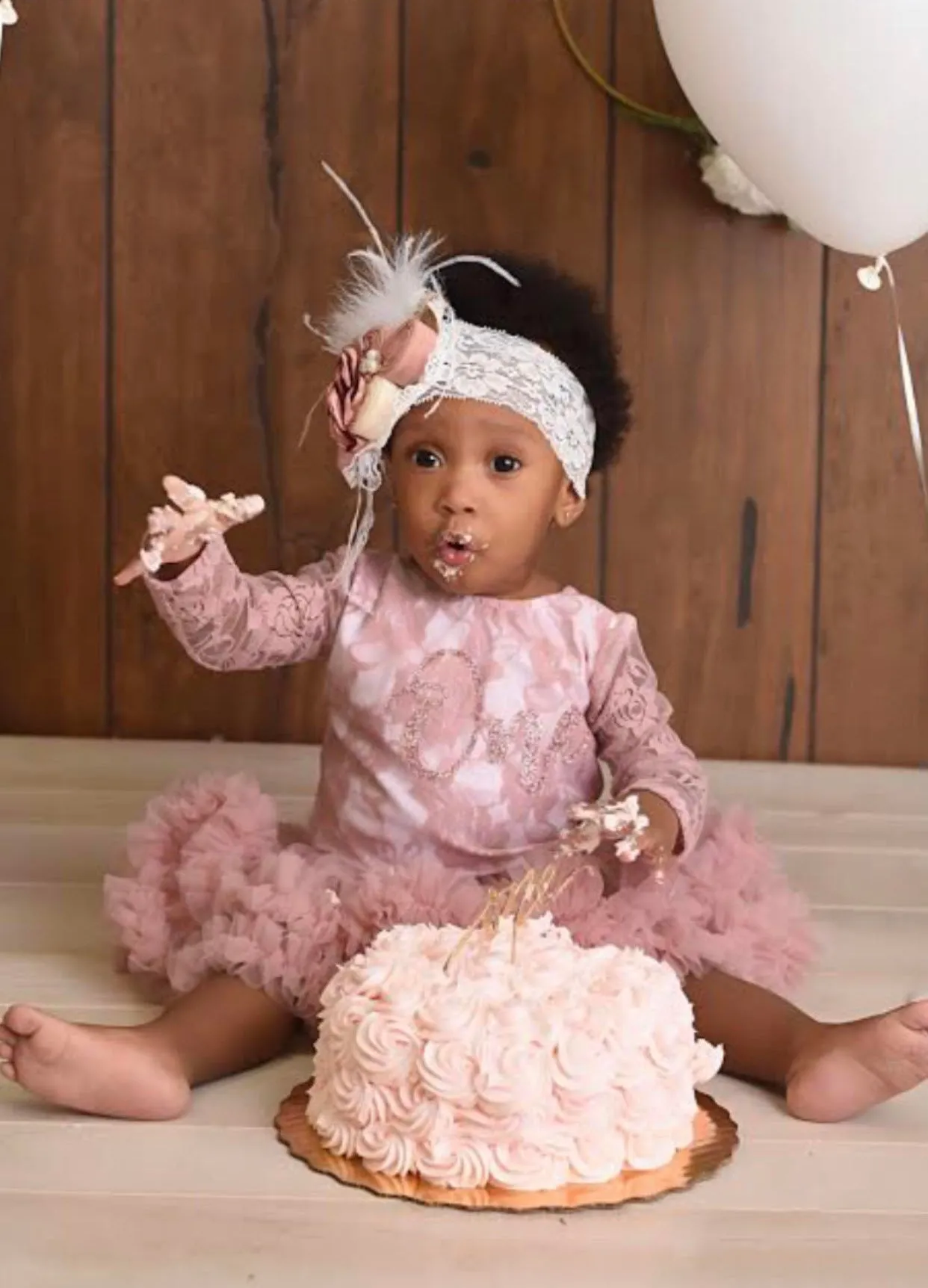 Kryssi Kouture First Birthday Dusty Lace Leo Sets with Rose Gold One