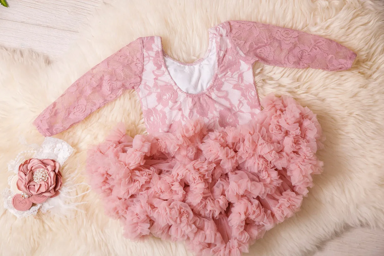 Kryssi Kouture First Birthday Dusty Lace Leo Sets with Rose Gold One
