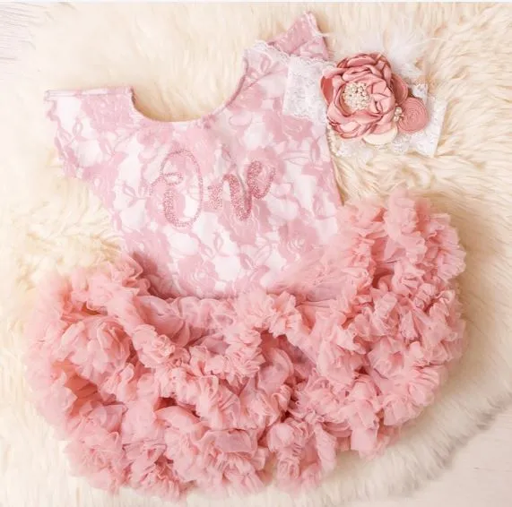 Kryssi Kouture First Birthday Dusty Lace Leo Sets with Rose Gold One
