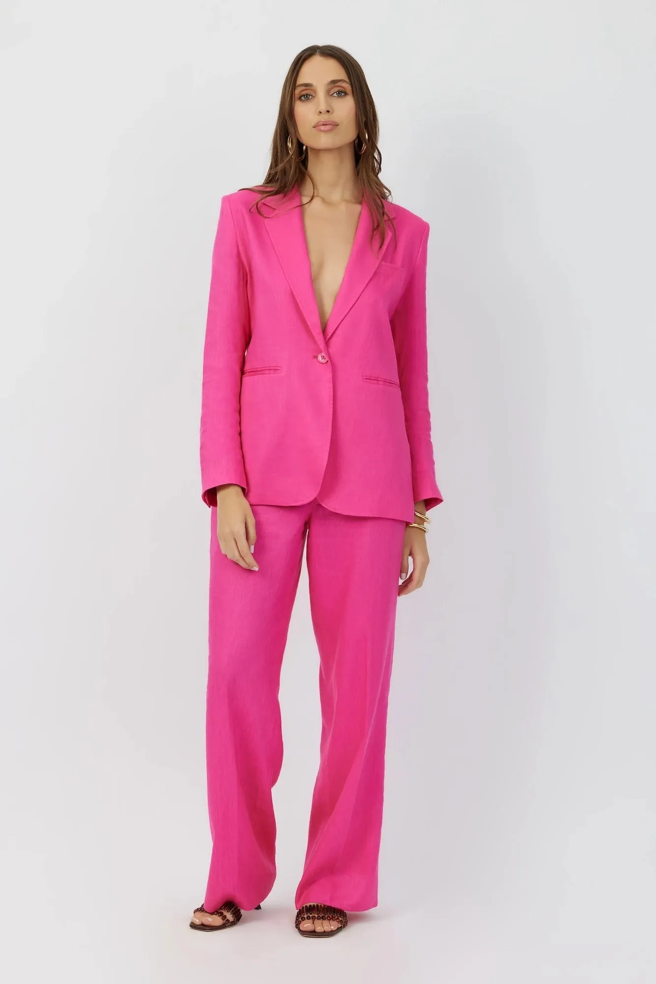 The Riley - Fuchsia Summer Linen Stretch Blazer